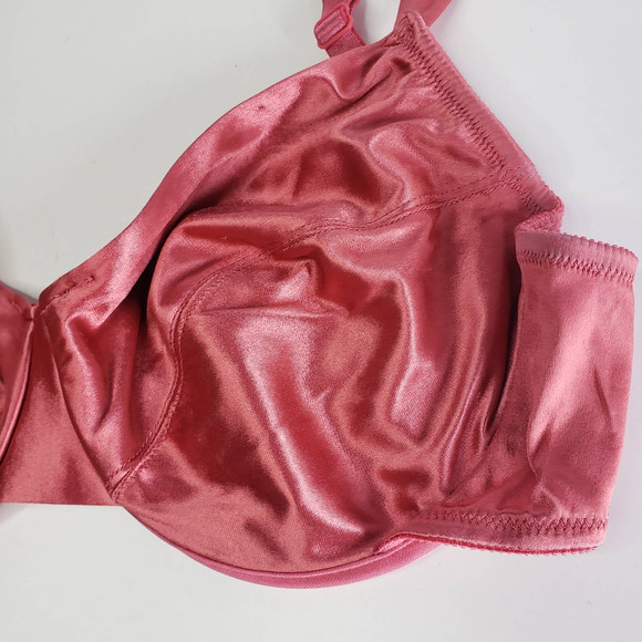 Vintage 90s Victoria's Secret Second Skin Satin Bra 38C Rose Pink Underwire 95 - Picture 2 of 9